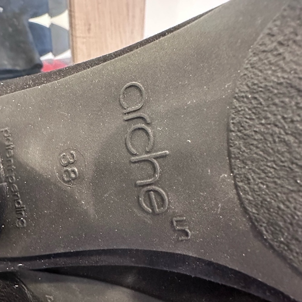 Arche Black Suede Ankle Booties with Block Heel - Picture 5 of 7